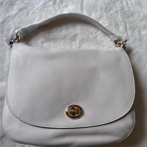 COACH Turnlock Hobo Chalk White Leather Shoulder Bag